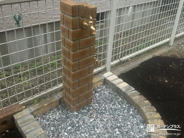 No.28247 お庭にレンガ調デザインのナチュラルな立水栓を設置した工事[施工後]