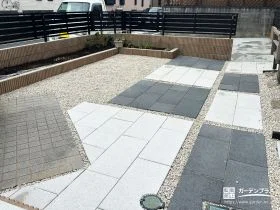 庭とつながる、やさしい曲線の園路[施工後]