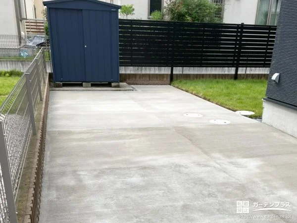 お庭の一画を有効活用するための土間コンクリート打設工事