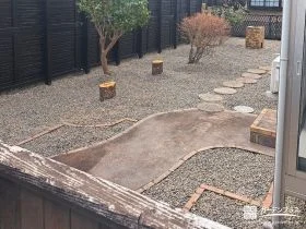 雑草対策と歩きやすさを両立した砂利敷きのお庭リフォーム工事