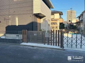 木目調×シャイングレーがスタイリッシュな新築クローズ外構