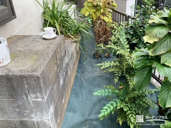 雑草の生えやすかったお庭に防草シートを敷いたリフォーム工事