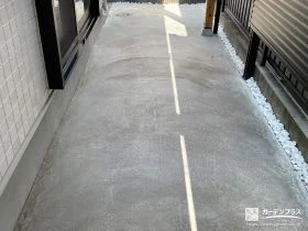砂利敷きのお庭にコンクリートを打設ししっかり雑草を防いだ工事
