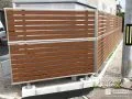 木調フェンスと物置でプライバシーと収納を確保した外構工事