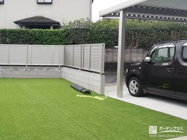 2台のお車を雨風から守るスチール折板屋根のカーポート設置工事