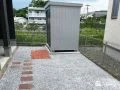 雑草対策と収納を兼ね備えたお庭をすっきりと整備した工事