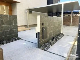 高級感のある2枚門柱でプライバシーに配慮した新築外構デザイン