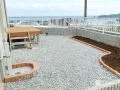 レンガで統一したお庭まわりが、景色にやさしいアクセントをプラス