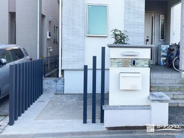 角柱で視線をカットし門まわりをすっきりさせたリフォーム工事