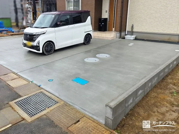 ゆったりとした駐車スペースを確保した土間コンクリート打設工事