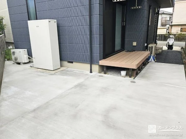 土間コンクリートの打設により多目的に活用できるお庭工事