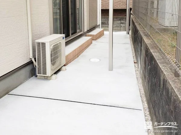 テラスまわりをすっきり使いやすく整えるコンクリート舗装工事