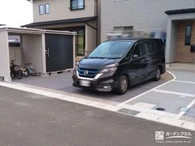 完全目隠しタイプのフェンスと物置で使い勝手を高めた外構工事