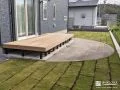 天然芝とインターロッキングテラスで心地よく過ごせるお庭工事
