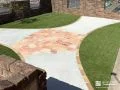 曲線デザインが映える人工芝と乱形石のお庭リフォーム工事