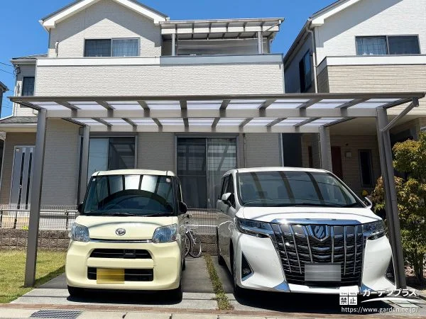 2台分の愛車を守るフラットデザインのカーポート設置工事