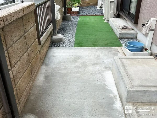 土間コンクリートと砂利でお手入れしやすく整えたリフォーム工事