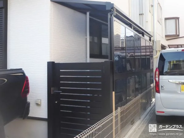 雨の日も家事ができる前面スクリーン付きテラス屋根の設置工事