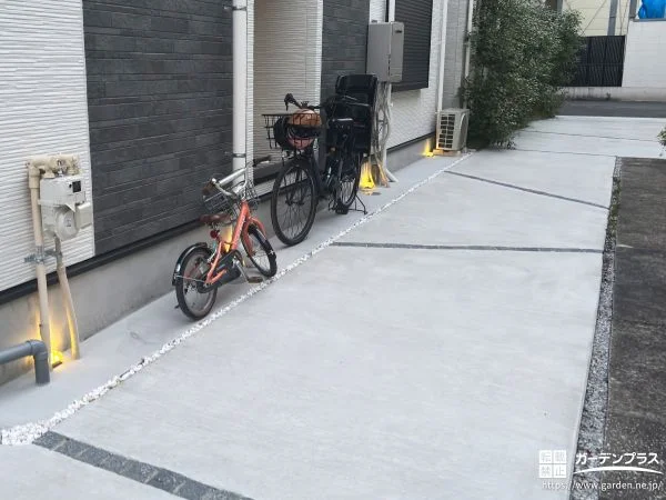 コンクリートで毎日快適に自転車を置けるスペースをつくった工事