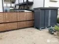 木調フェンスと物置を組み合わせたすっきり使いやすいお庭工事