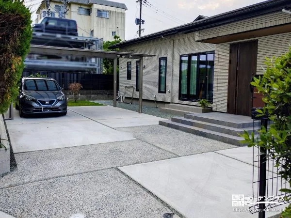平屋に馴染むシンプルで一体感のある新築外構