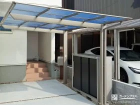 お車を雨や紫外線から守るカーポートと便利な物置の設置工事