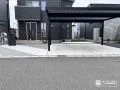 斜めアプローチが映えるモダンな新築外構