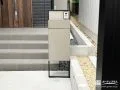 上品なグレージュの機能門柱