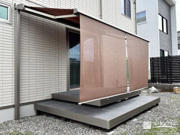 No.30758 日差しも視線も上手にカットしお庭時間が広がるタイルデッキ工事[施工後]
