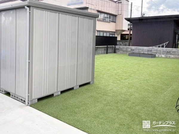 緑あふれるお庭に収納と家庭菜園を取り入れて楽しみが広がる工事