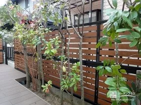 ウッドデッキと一体感のある植栽スペース[施工後]