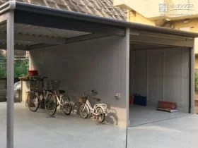 自転車やガーデニング用品の収納に便利なガレージ[施工後]