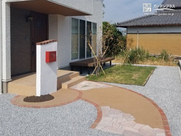 美濃石 石畳 駐車場 石 砂利 庭 アプローチ