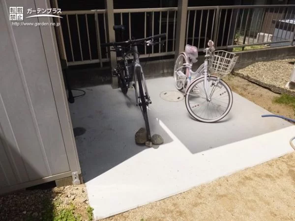 既存のサイクルポートを生かし自転車でのおでかけを快適にする土間コンクリート打設工事