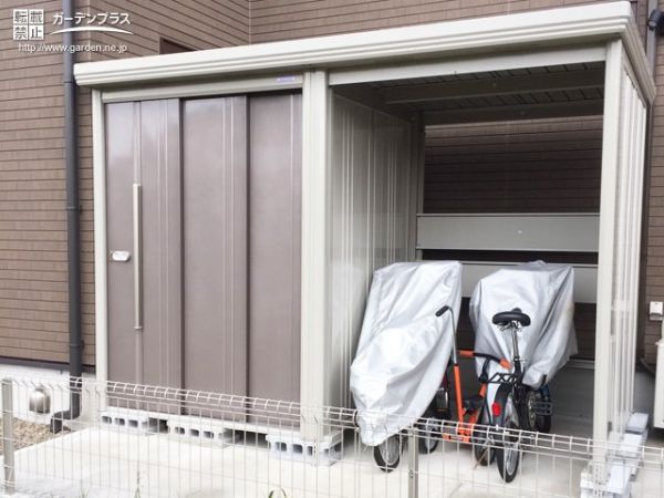 大切な自転車を収納するサイクルポートを兼ねた物置設置工事 No 9324 物置の施工例 外構工事のガーデンプラス 大切な自転車を収納するサイクルポートを兼ねた物置設置工事 No 9324 物置の施工例 外構工事のガーデンプラス