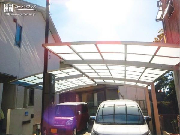 変形地に合わせたカーポート設置工事 No 9421 駐車スペースの施工例 外構工事のガーデンプラス