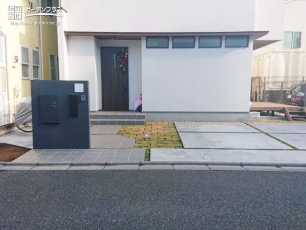 No.9422 モノトーンで高級感と重厚さを演出する新築外構一式工事[施工後]