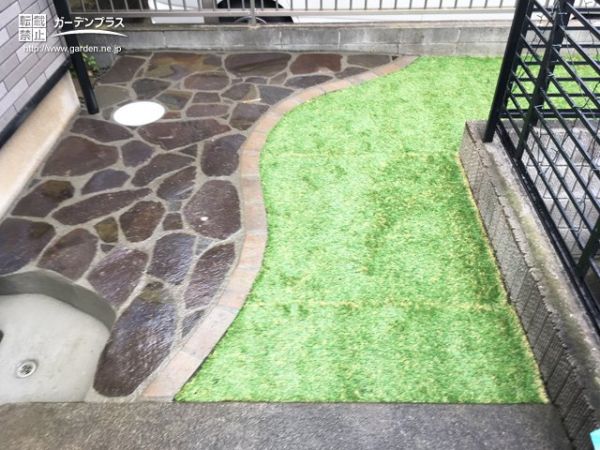 外構施工例一覧 主庭 乱形石 階段 50万円まで 外構工事のガーデンプラス