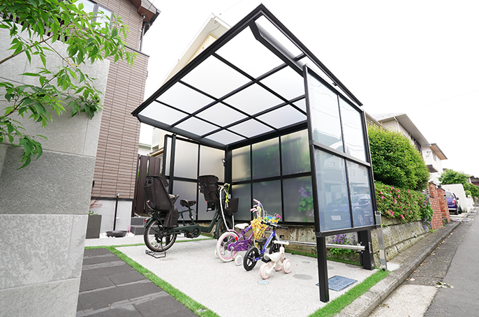 サイクルポート 駐輪場  約2m×2m 解体もお願いします。 カーポートSCミニ(駐輪場)-LIXIL - サイクルポート・駐輪場ならエクス