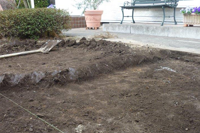 インターロッキング工事用に整地した地面