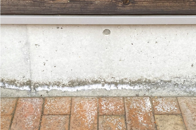 土間コンクリートに起こる白華現象