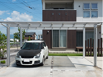 フラット屋根のカーポート