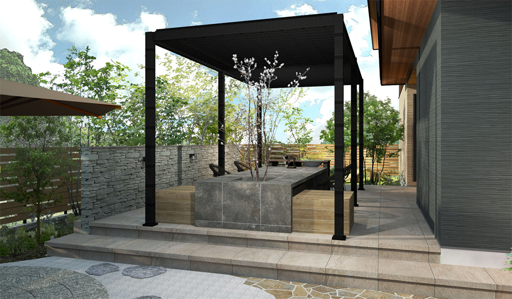 2026年 オーセブンCADコンテスト 優秀デザイン賞 ガーデンプラスの受賞工事例（お庭部分）